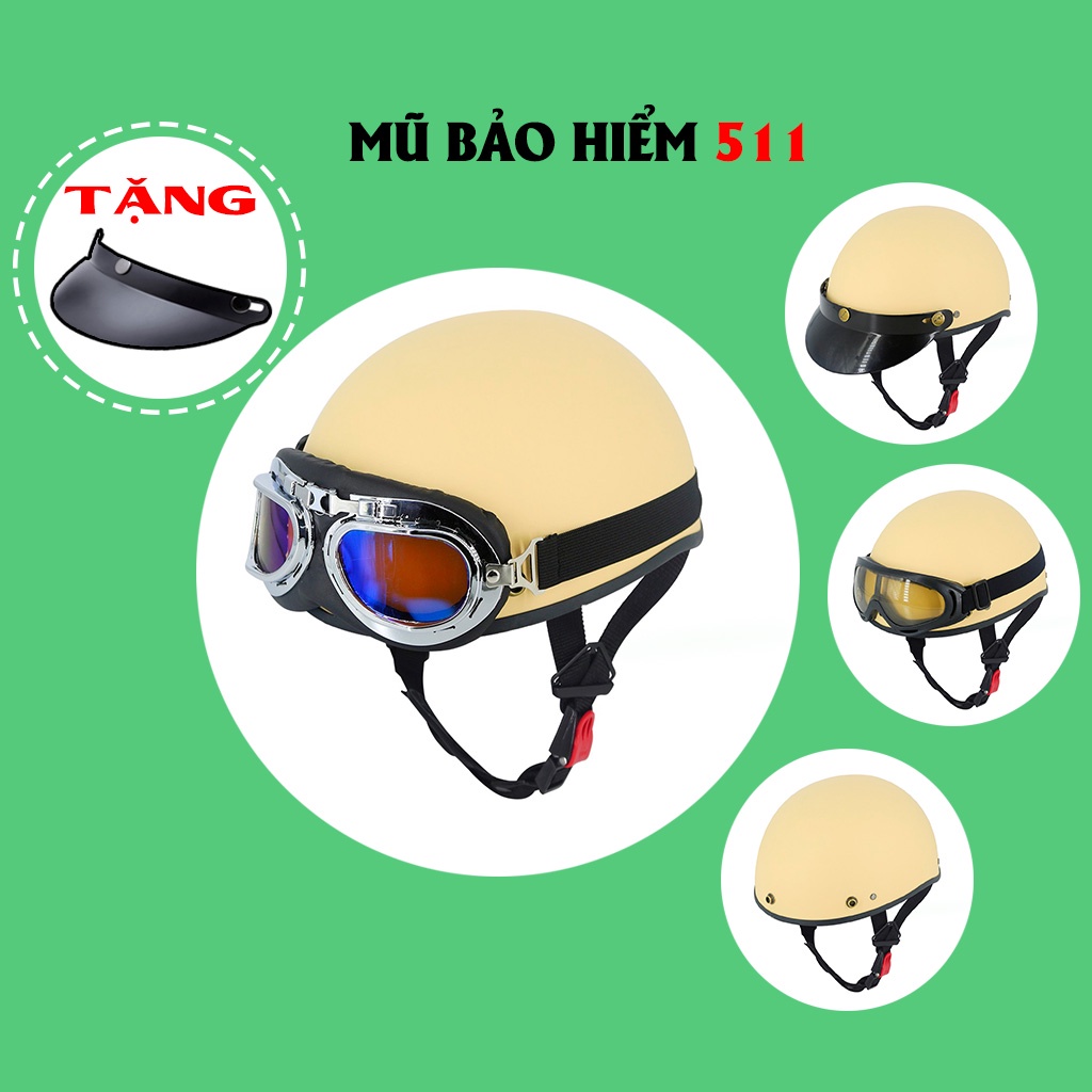 Mũ bảo hiểm nửa đầu 1/2 - KEM CAO CẤP (TẶNG LƯỠI TRAI)