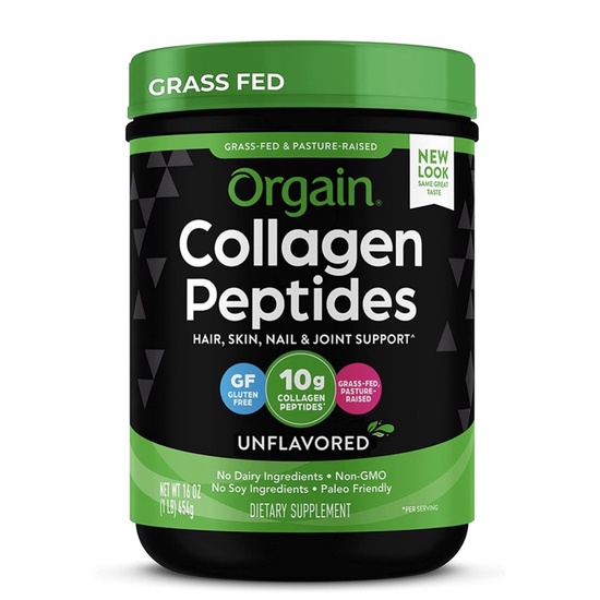 [Mẫu mới]Collagen peptide thuỷ phân Orgain Grass Fed Hydrolyzed Collagen Peptides Protein 454g USA