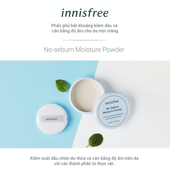[Mã COSIF12 giảm 10% đơn 400K] Phấn phủ kiềm dầu & dưỡng ẩm dạng bột innisfree No Sebum Moisture Powder 5g | BigBuy360 - bigbuy360.vn
