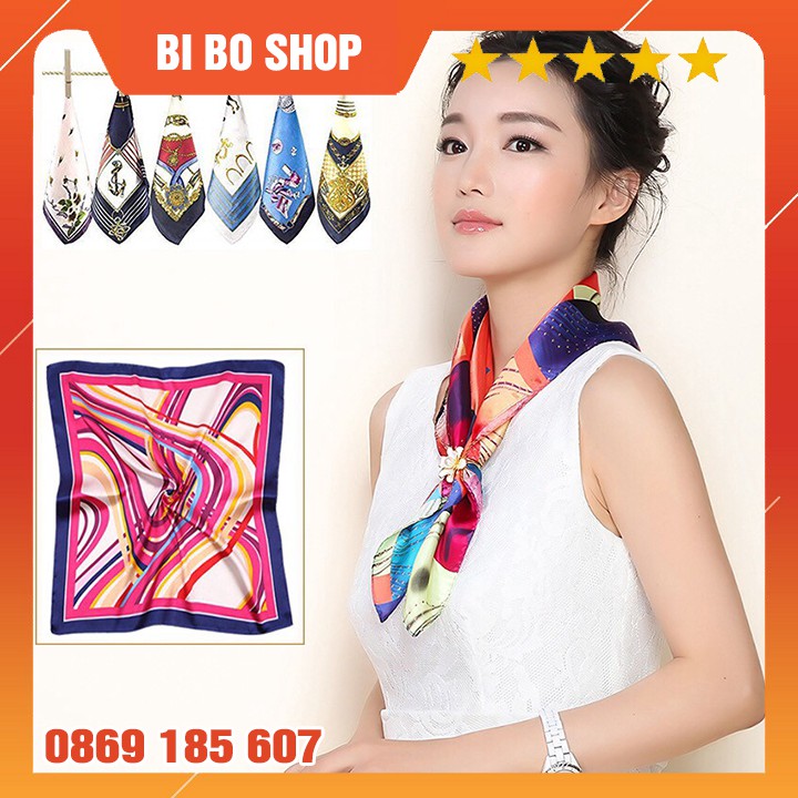 Khăn Turban, Khăn Bandana Choàng Cổ, Đeo Tay, Đeo Túi Xách, Thắt Lưng, Búi Tóc Lụa Satin 50x50cm