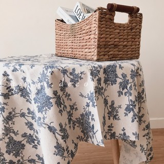 [GÓI QUÀ MIỄN PHÍ] Khăn trải bàn 100x150cm họa tiết hoa xanh VINTAGE đa năng, chụp sản phẩm phong cách Hàn Quốc Casimi