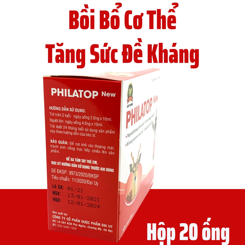 Philatop New Đại Uy- Công Thức Mới, Ống Nhựa, dùng cho trẻ biếng ăn chậm lớn (hộp 20 ống)