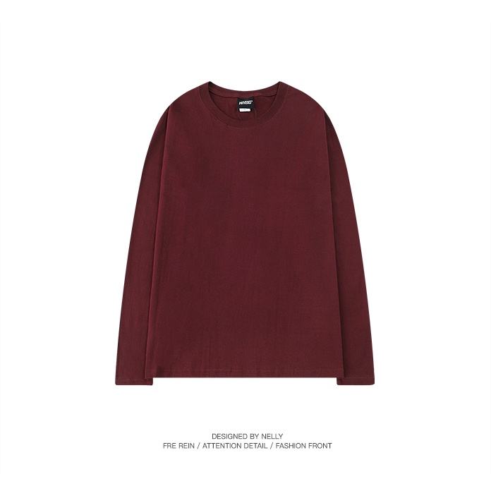Áo phông Nelly Heybig dài tay trơn màu đỏ đô