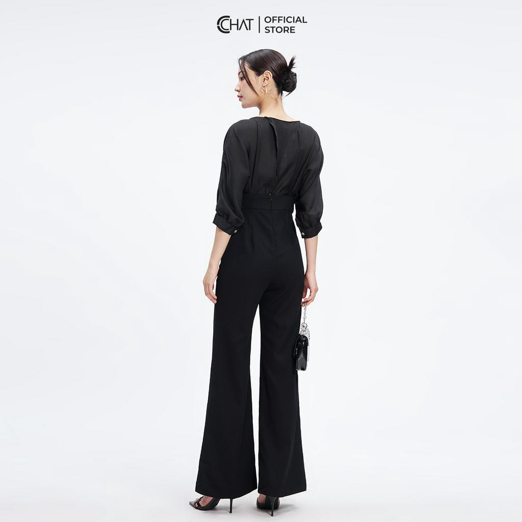 Jumpsuit Nữ 𝐂𝐂𝐇𝐀𝐓 Kiểu Phối Ly Thân Trước Chất Tuytsi Cao Cấp Mềm Mịn 53JDS8002ST