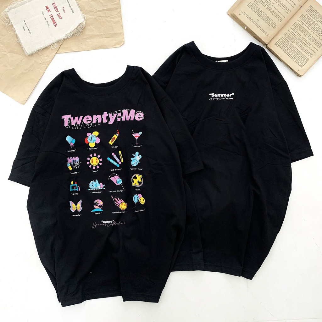 Áo Thun Unisex Tay Lỡ Form Rộng Họa Tiết 20 Me💜Áo phông trơn nam nữ chất cotton co dãn 4 chiều💜TEEUS.shop