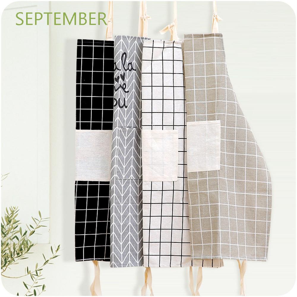 1 Tạp Dề Nấu Ăn Bằng Vải Cotton Lanh Họa Tiết Kẻ Sọc Cho Nữ