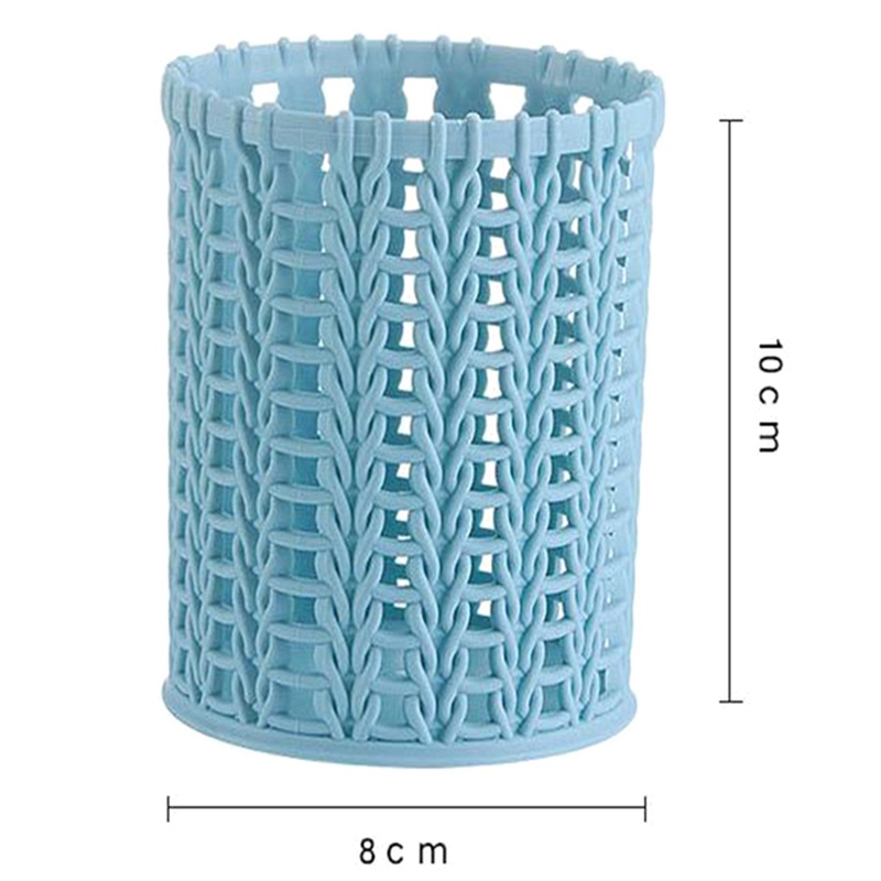 Lanfy1 Hộp đựng bút / đồ trang điểm đa năng dạng lỗ đan từ mây