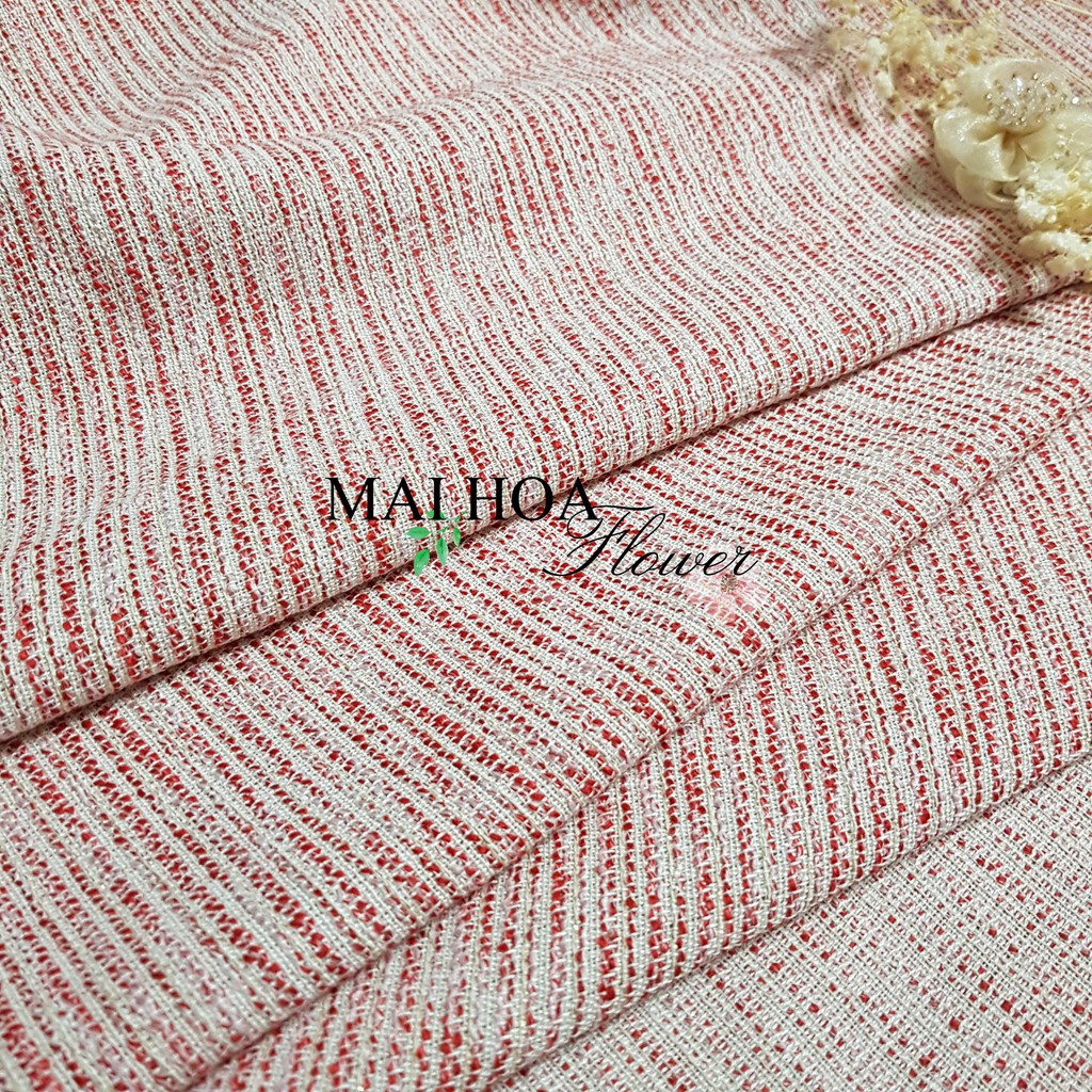 Vải dạ tweed đỏ vải may áo vest nữ Hàn Quốc cao cấp, Maihoaflower