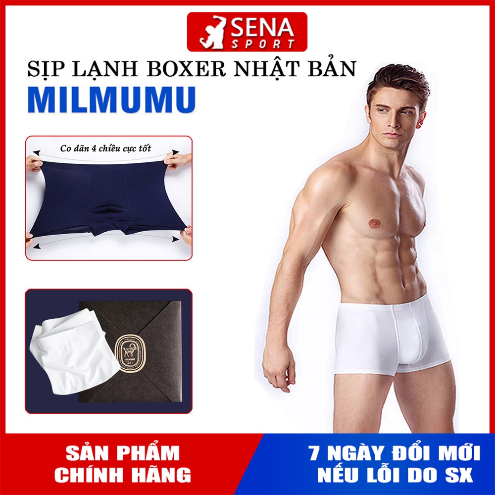 Quần Sịp Nam Boxer đúc lụa Thương hiệu MILMUMU NHẬT BẢN co giãn 4 chiều - mặc như không mặc