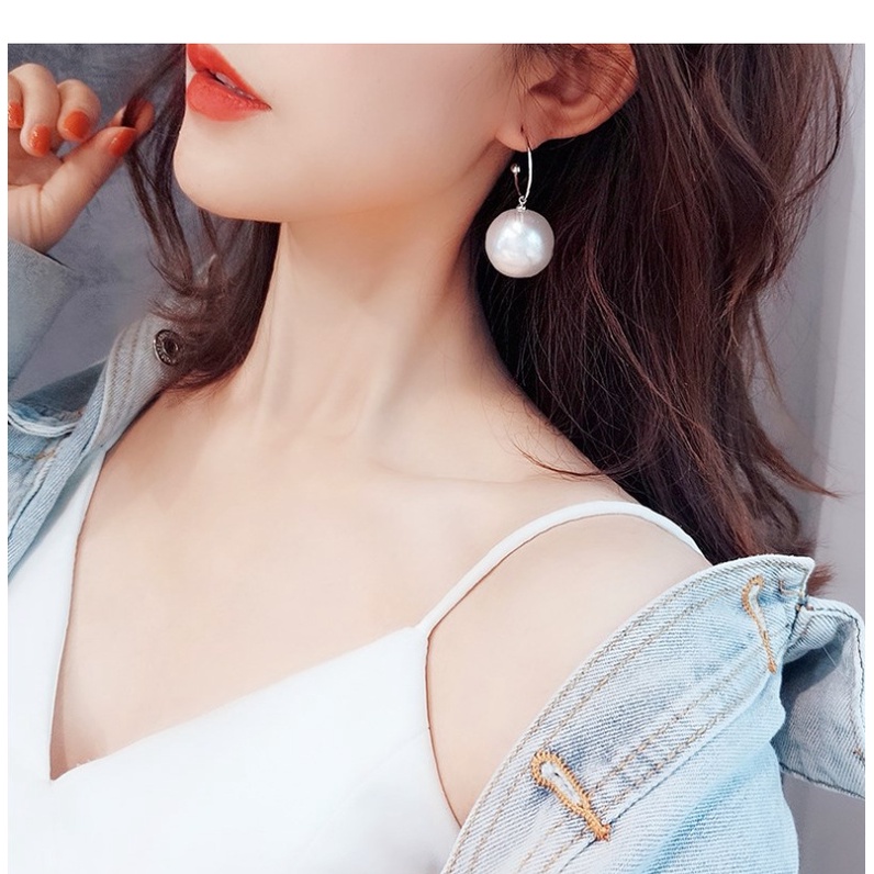 Bông Tai Hình Tròn Đính Ngọc Trai Lấp Lánh Phong Cách Hàn Quốc Mới Cho Nữ