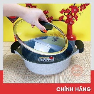- nồi đá stone chống dính thành thấp lca6242d 24cm chuyên từ - nồi thành thấp 24cm lock&lock có nắp kính