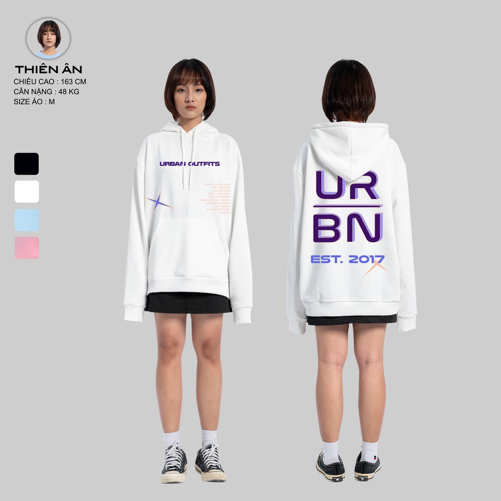 Áo Hoodie Nam Nữ Form Rộng URBAN OUTFITS In URBN EST2017 HOO18 Chui Đầu Thun Cotton Nỉ