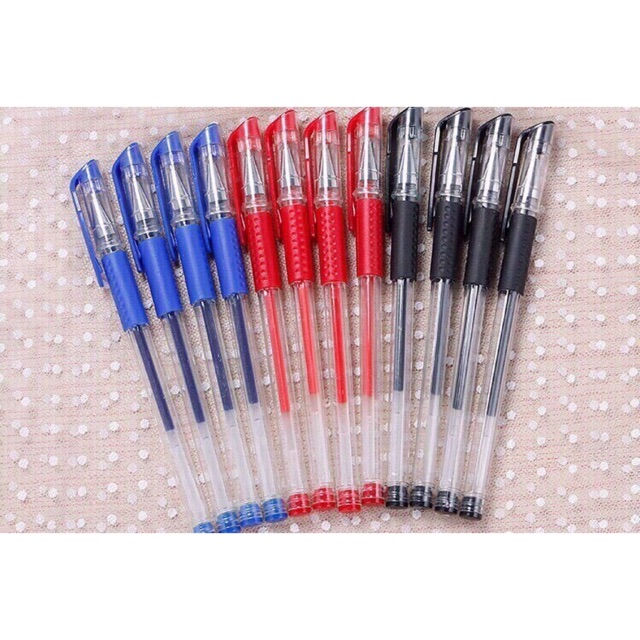 10 Bút bi mực nước đủ màu( xanh, đỏ, đen, tím)