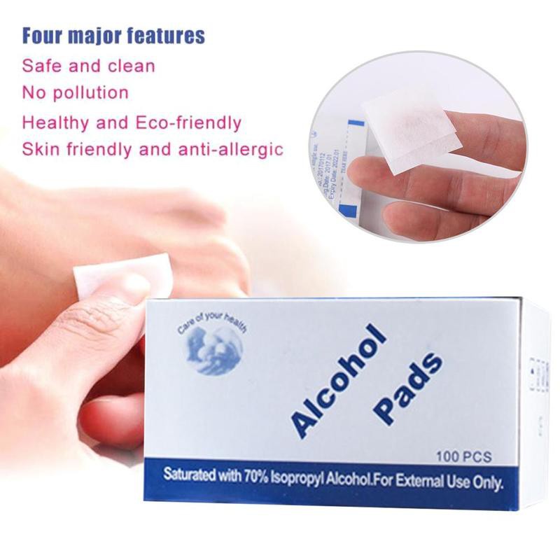 Set 100 Bông Tẩm Cồn Dùng Một Lần Để Vệ Sinh Da Tiện Dụng