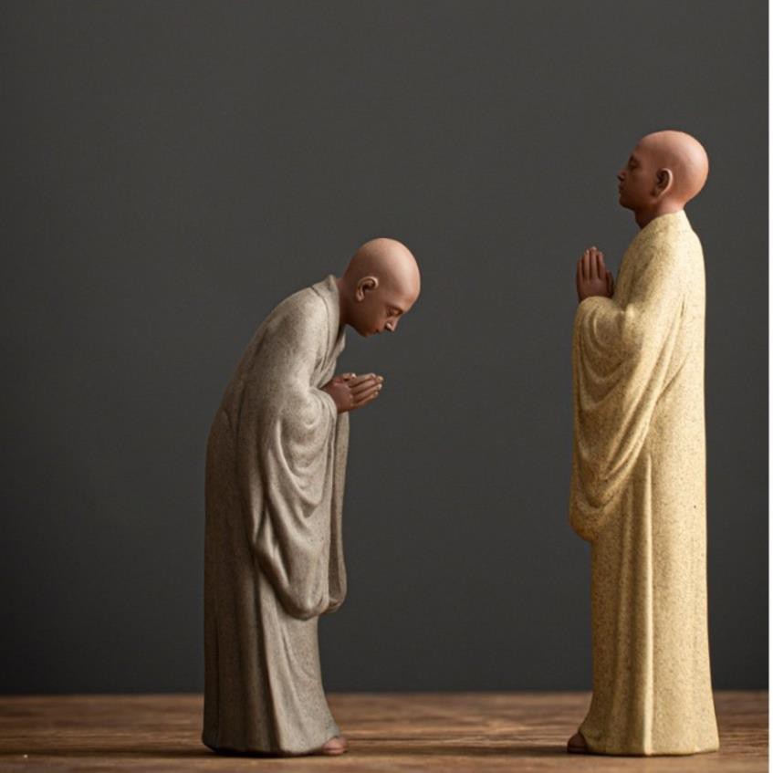 Tượng gốm Tăng nhân Nhà sư bái phật- Tượng Tu sĩ thành tâm hướng phật