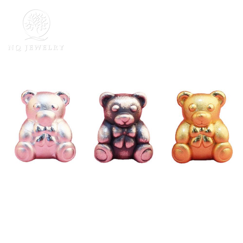 Charm bạc xỏ ngang gấu đáng yêu - NQ Jewelry