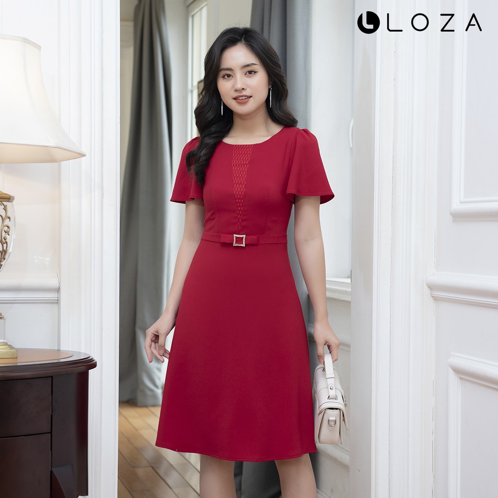 [FREESHIP 50K] Đầm xoè phối đai đá-LOZA LD2328