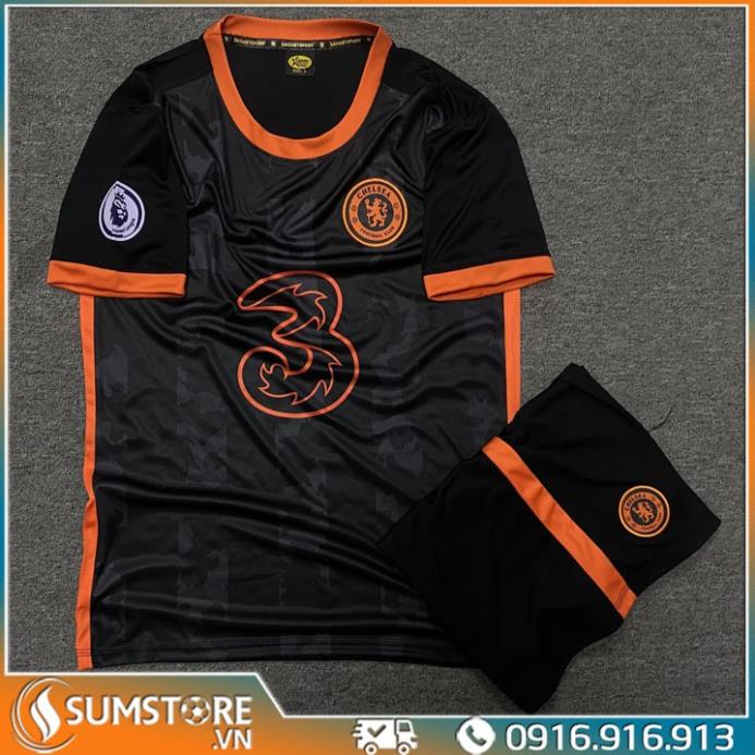 Bộ quần áo đá banh CLB Chelsea đen - Đồ đá bóng 2021 *