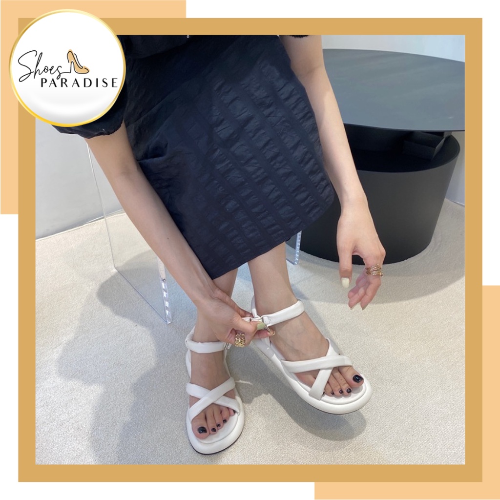 Giày sandal nữ chéo ulzzang đế xuồng trơn 3p chéo đế cao nữ Shoes Paradise SD011