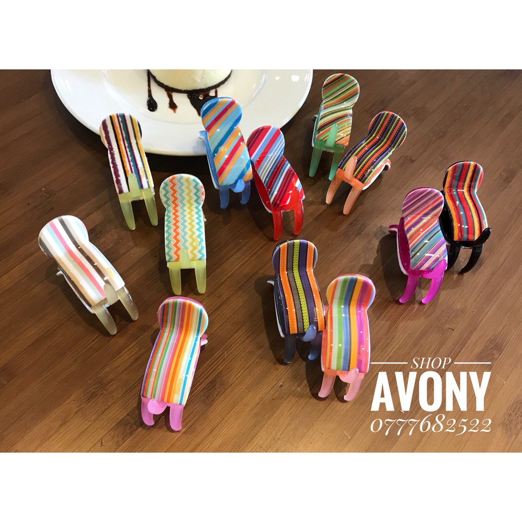 Kẹp tóc 3 răng đầu tròn Honey in sọc dọc pb 2