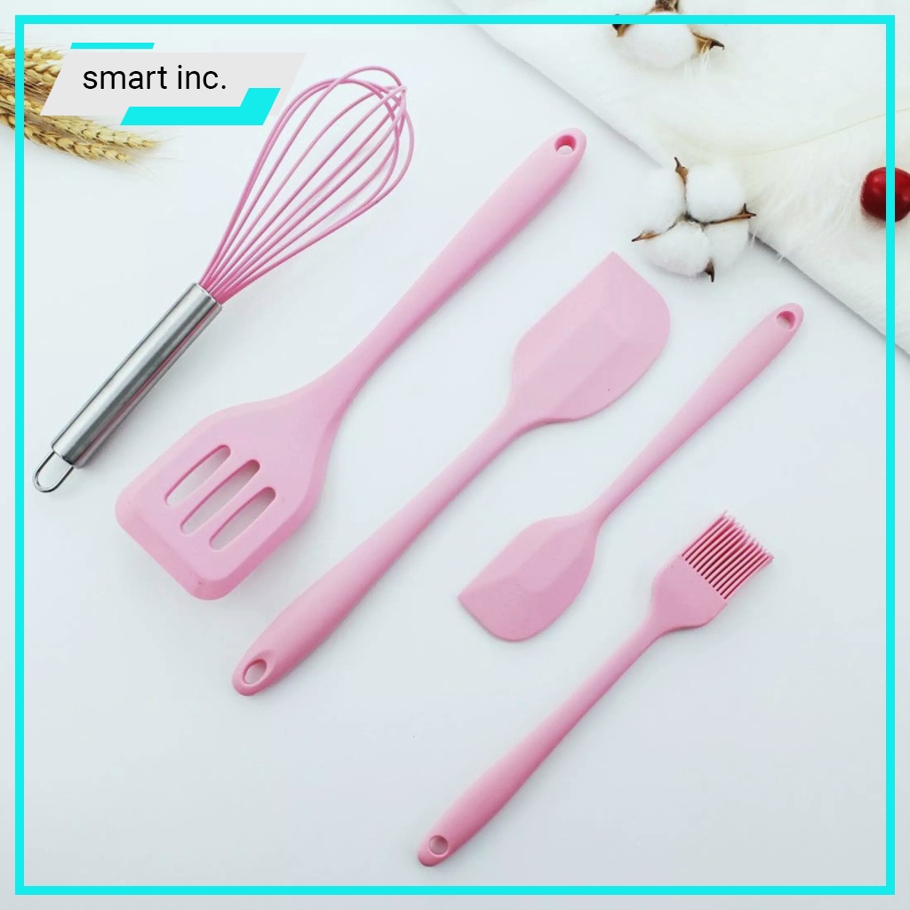 Dụng Cụ Làm Bánh Phới Trộn Bột Spatula Đánh Trứng Cọ Quét Bằng Silicon 5 Món