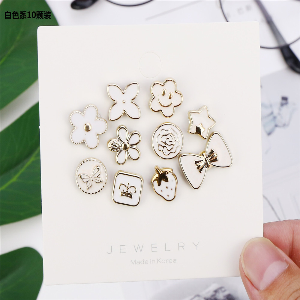 Set 10 khuy cài áo đính ngọc trai thời trang cho nữ