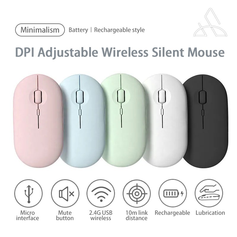 Chuột Không Dây Bluetooth 1600DPI Màu Hồng Dễ Thương Có Thể Sạc Lại 1600DPI