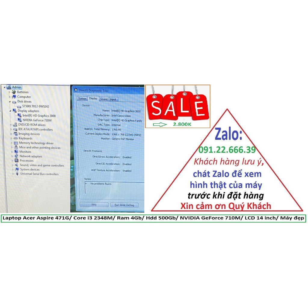 Laptop Acer Aspire 471G/ Core i3 2348M/ Ram 4Gb/ Hdd 500Gb/ NVIDIA GeForce 710M/ LCD 14 inch/ Máy đẹp | BigBuy360 - bigbuy360.vn