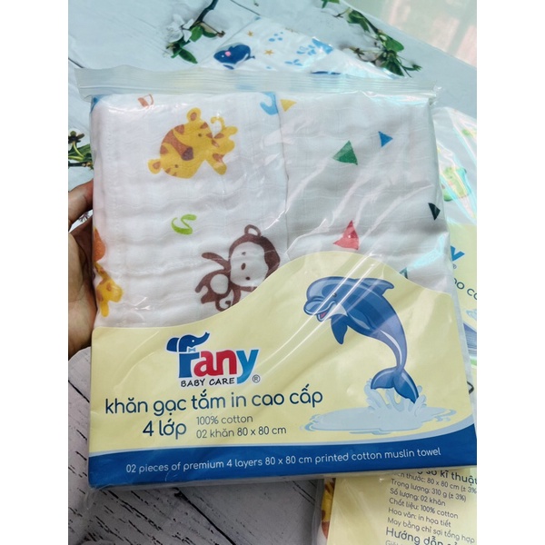 Khăn tắm cặp hoa Fany 4 lớp xô nhăn thấm hút tốt