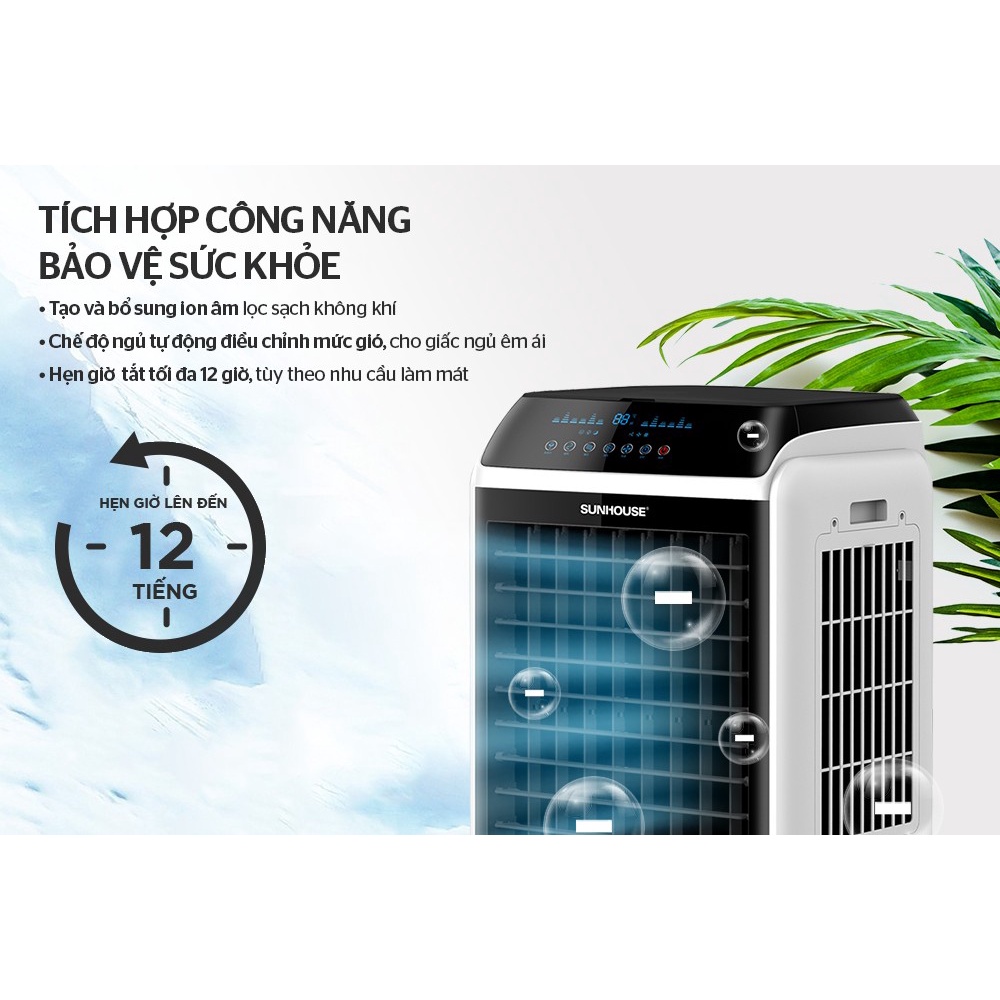 Quạt điều hòa hơi nước Sunhouse SHD7727 Trưng bày Mới 99% -Công suất 150W- Bình nước 40 lít, Bảo hành 12 tháng