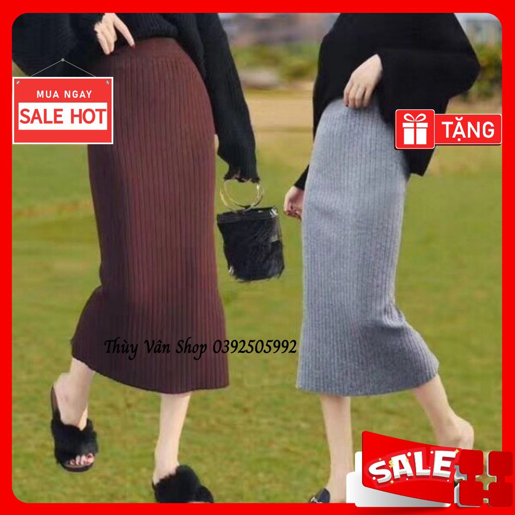 Chân váy len midi dáng dài maxi