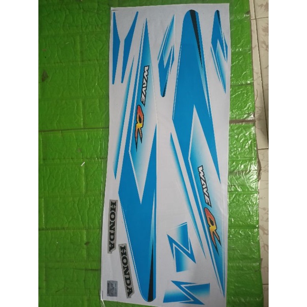 Bộ tem Wave A lớn màu trắng xanh hàng thiết kế