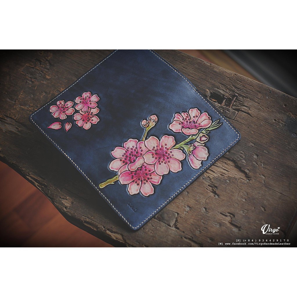 Vi hoa đào chạm khắc, nhuộm màu khâu tay thủ công | Made in Vietnam | Quà tặng độc đáo mang dấu ấn cá nhân