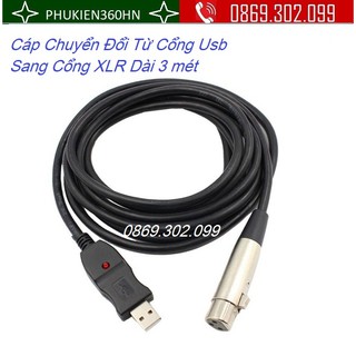 Cáp chuyển đổi từ cổng usb sang cổng xlr dài 3 mét - usb to xlr
