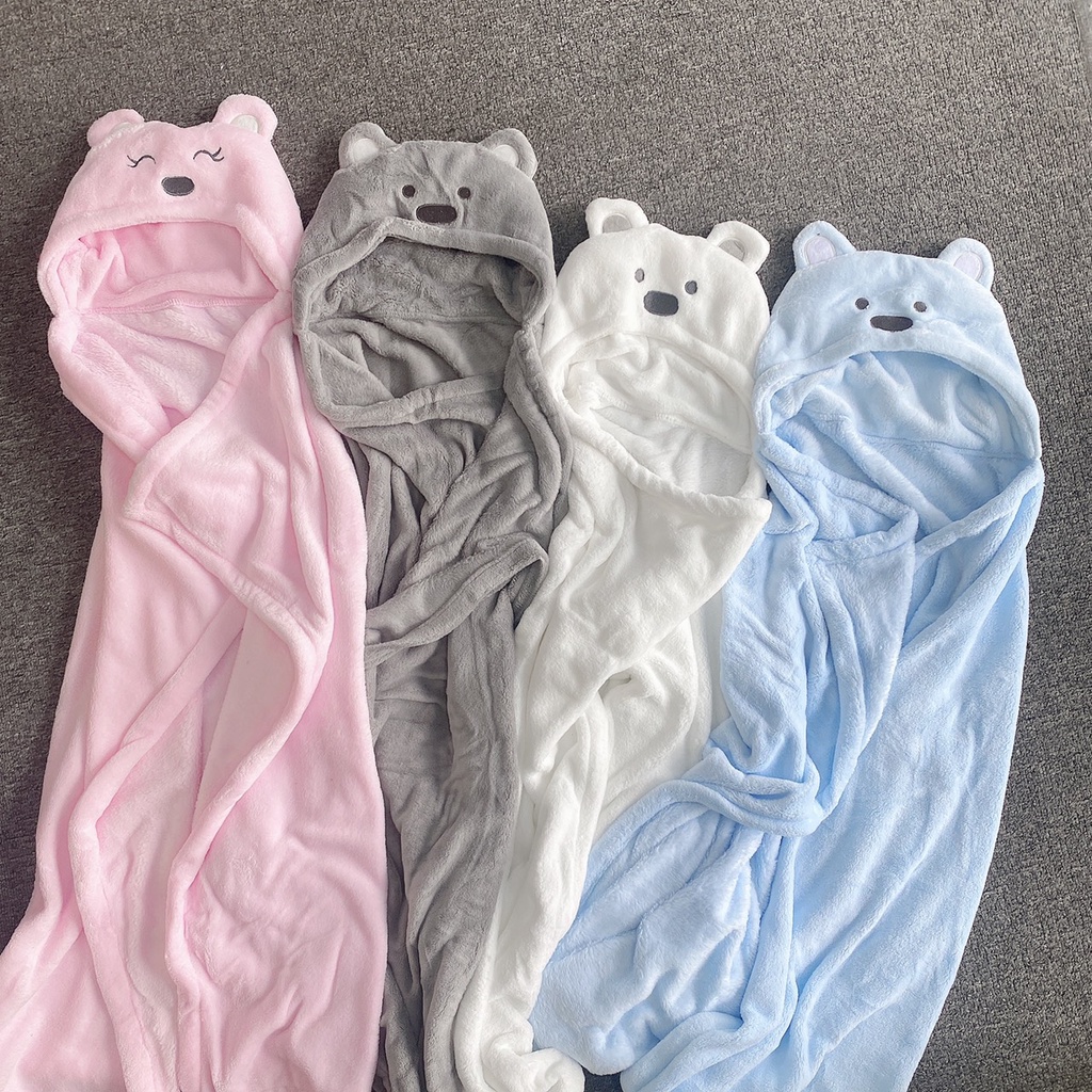Chăn Ủ Có Mũ Minizone Hình Gấu Cho Bé Cực Đáng Yêu | Minizon Kids