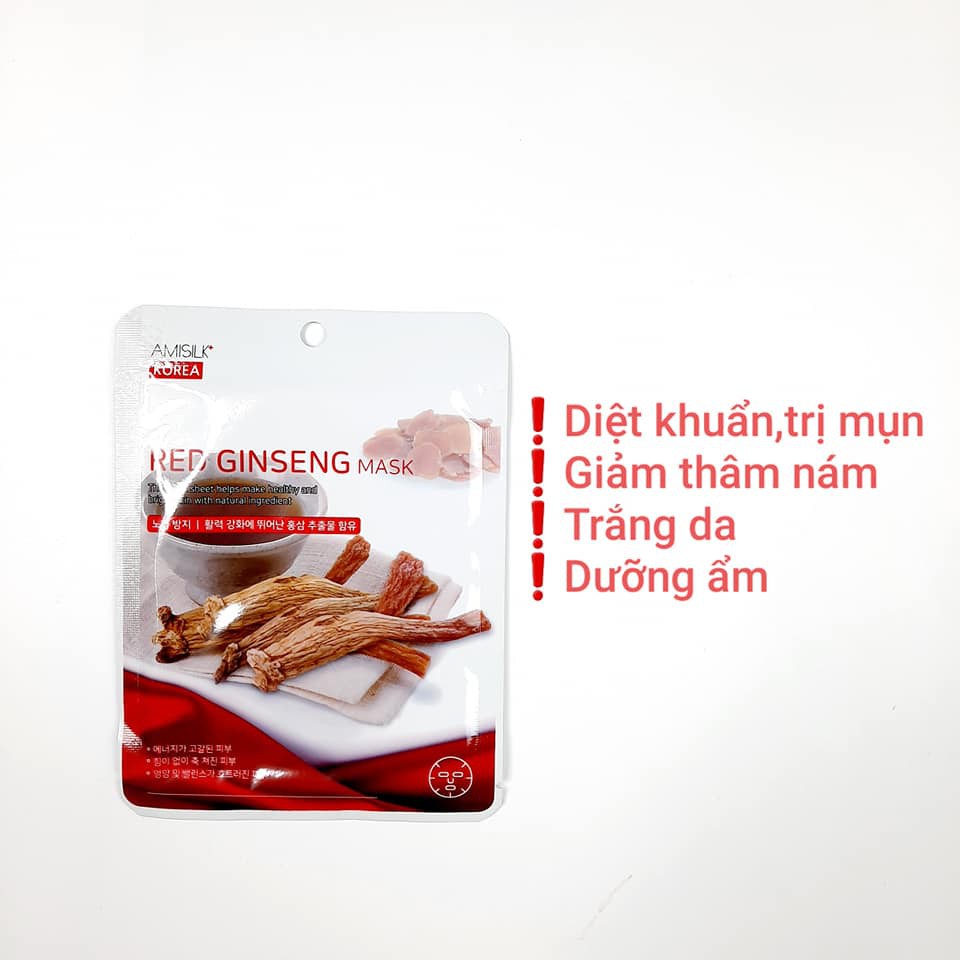 Mặt Nạ Dưỡng Da🎁Free Ship+Quà Tặng🎁Mặt Nạ Hồng Sâm Red Ginseng Mask Amisilk Korea