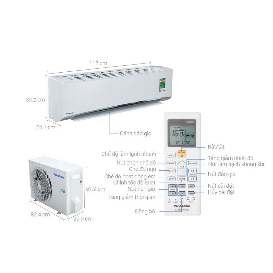 Máy lạnh Panasonic Inverter 1.5 HP CU/CS-XU12UKH-8