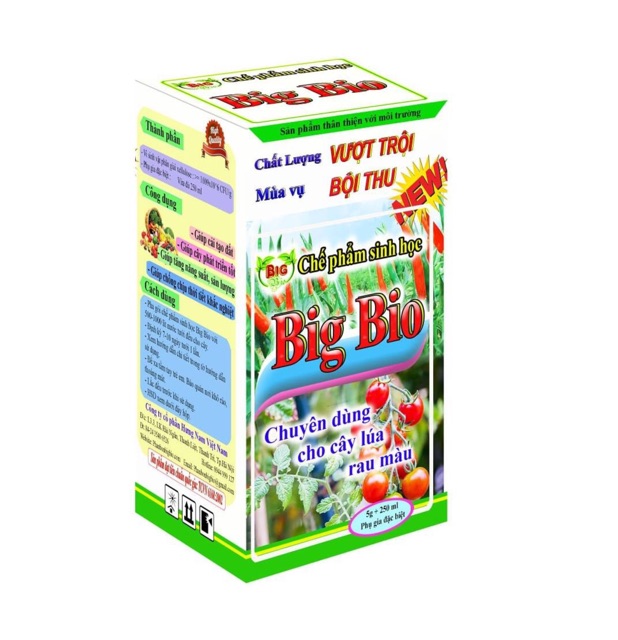 Phân bón lá hữu cơ cao cấp Big-Bio cho cây lúa rau màu cây cảnh chai 250ml dung dịch thuỷ canh