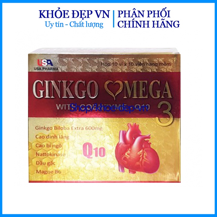 Viên uống Ginkgo Omega 3 hỗ trợ tăng cường tuần hoàn não, lưu thông huyết mạch - Hộp vỉ 100 viên