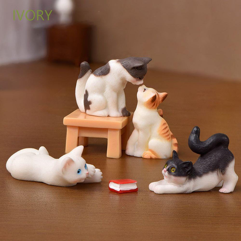 Đồ trang trí mèo con mini trang trí sân vườn DIY