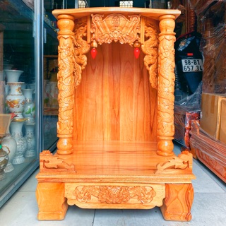 Bàn thờ thần tài ông địa 48x68 gỗ xoan mẫu đẹp