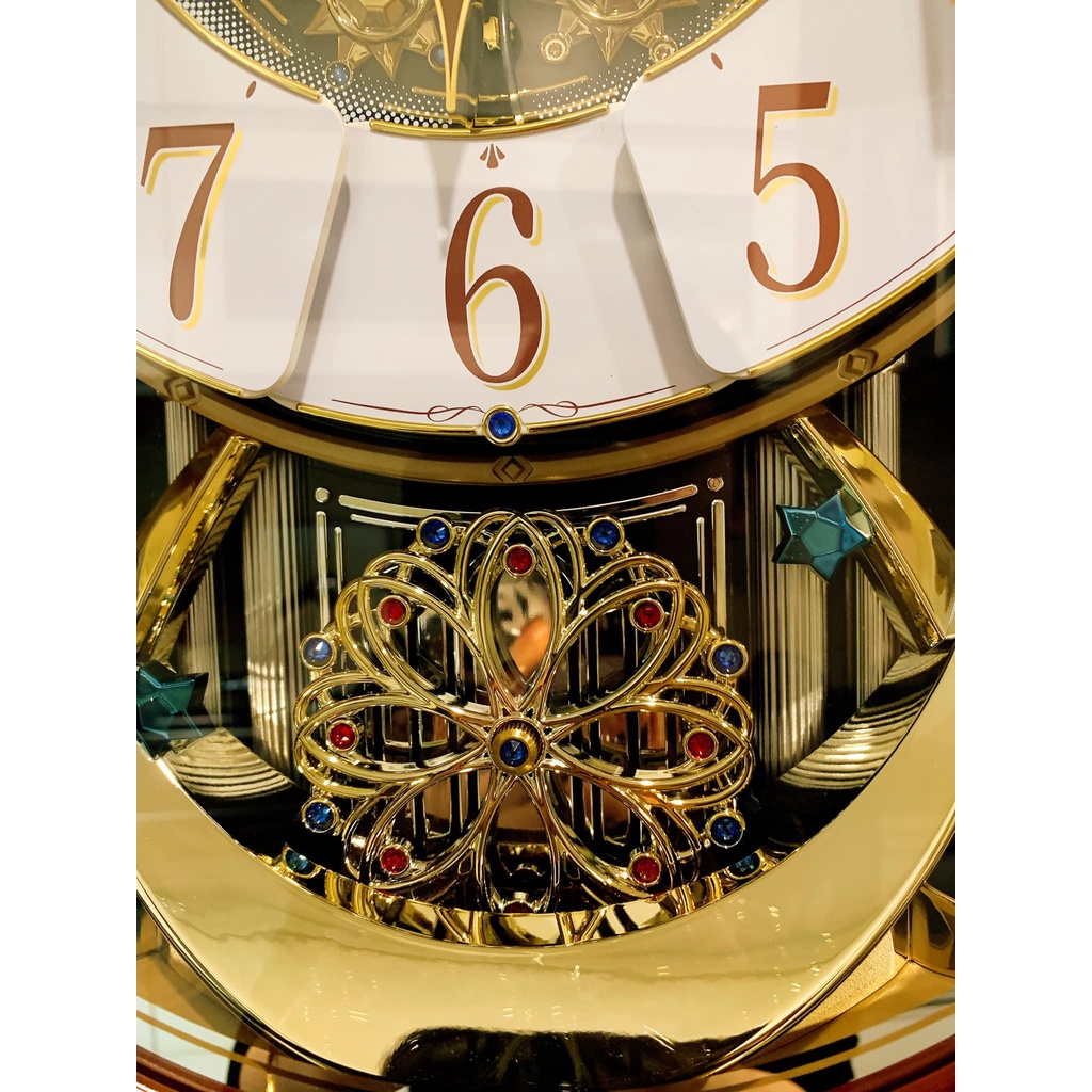 Đồng hồ treo tường Small World phiên bản mở mặt 6 nâu gỗ sang trọng Nhât nội địa