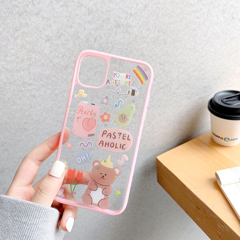 Ốp lưng iphone Cartoon cute viền màu 6/6plus/6s/6splus/7/7plus/8/8plus/x/xr/xs/11/12/13/pro/max/plus/promax