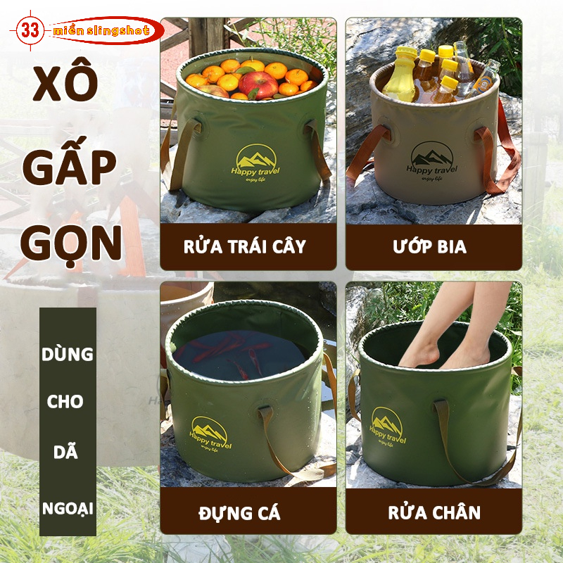 Xô đựng nước dã ngoại gấp gọn du lịch cắm trại rất tiện dụng, dễ dàng mang theo - DCP19