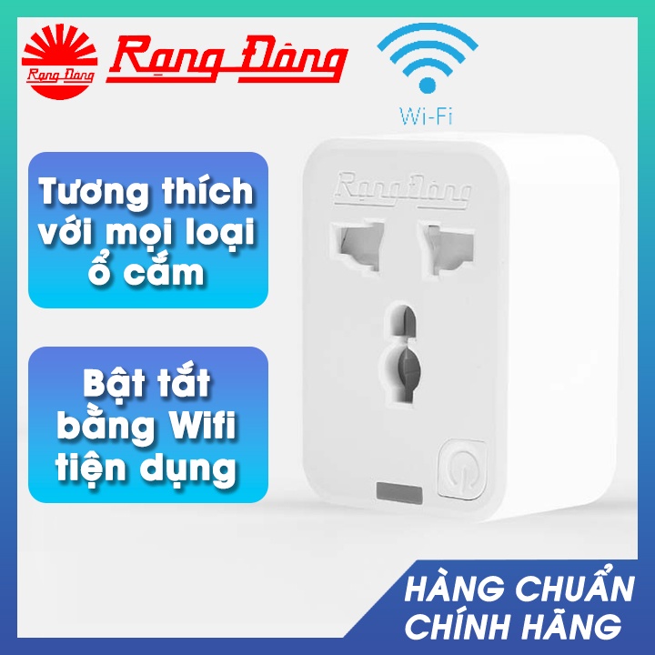 Ổ cắm điện Wifi thông minh Rạng Đông OC01WF, bật tắt bằng điện thoại, thích hợp với mọi loại chân cắm