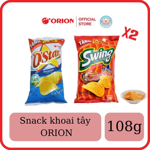 *Bánh snack khoai tây Orion® O'star vị tảo biển gói 108g