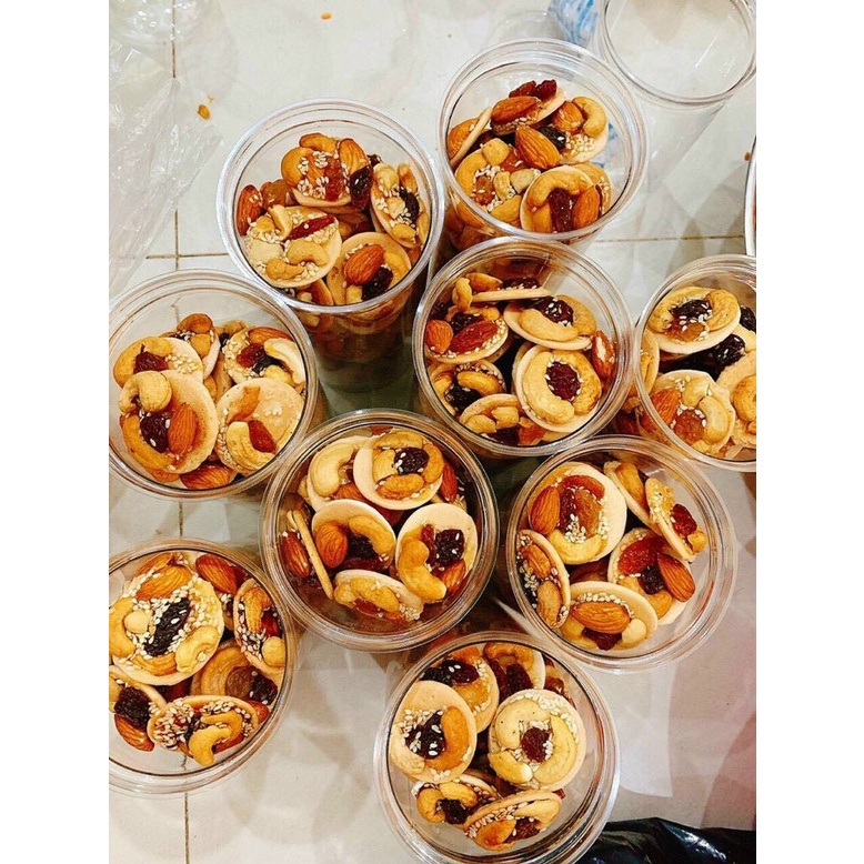 Bánh đồng tiền mix hạt hạnh nhân, hạt điều, nho khô hũ 450gr_giàu dinh dưỡng