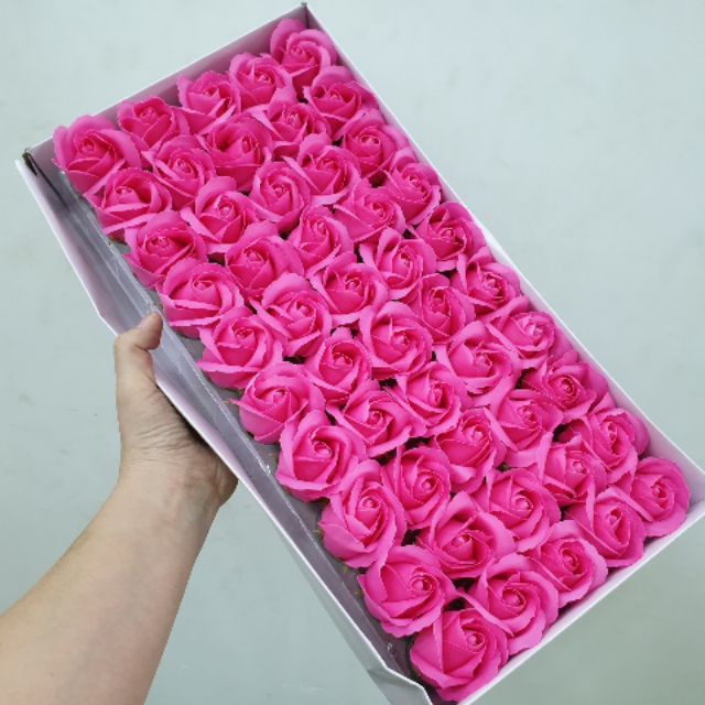 Hộp 50 đầu bông hoa sáp 3 lớp hàng loại 1 bông to dày dặn cực đẹp