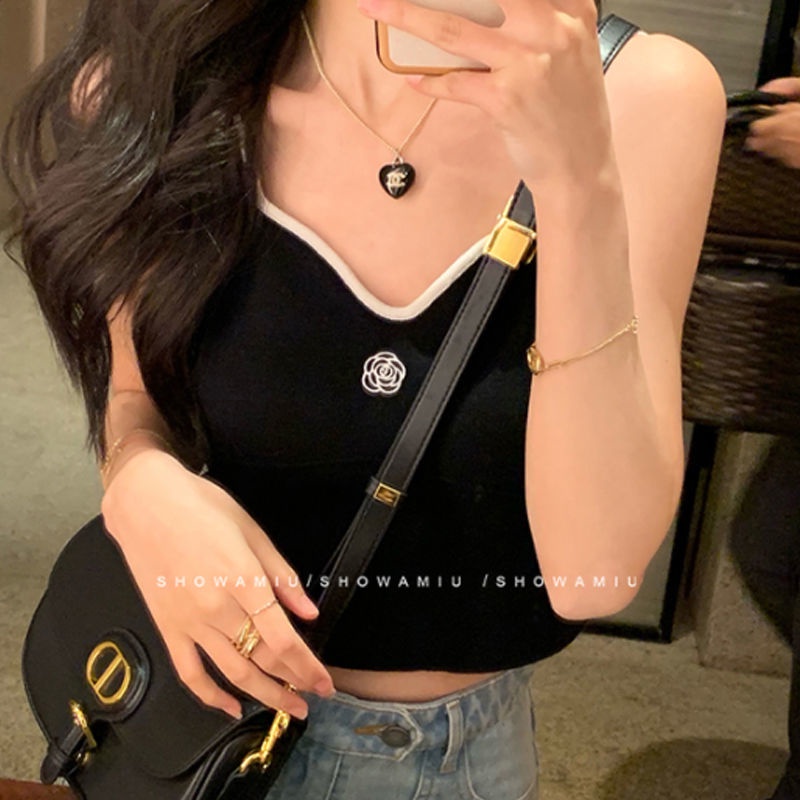 Áo Dệt Kim Hai Dây Thêu Hoa Trà Thời Trang Mùa Hè Cho Nữ