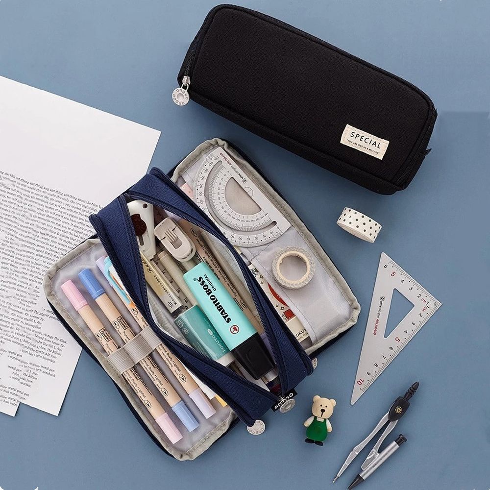 Túi đựng bút bằng vải canvas hai đầu sức chứa lớn màu sắc đa dạng